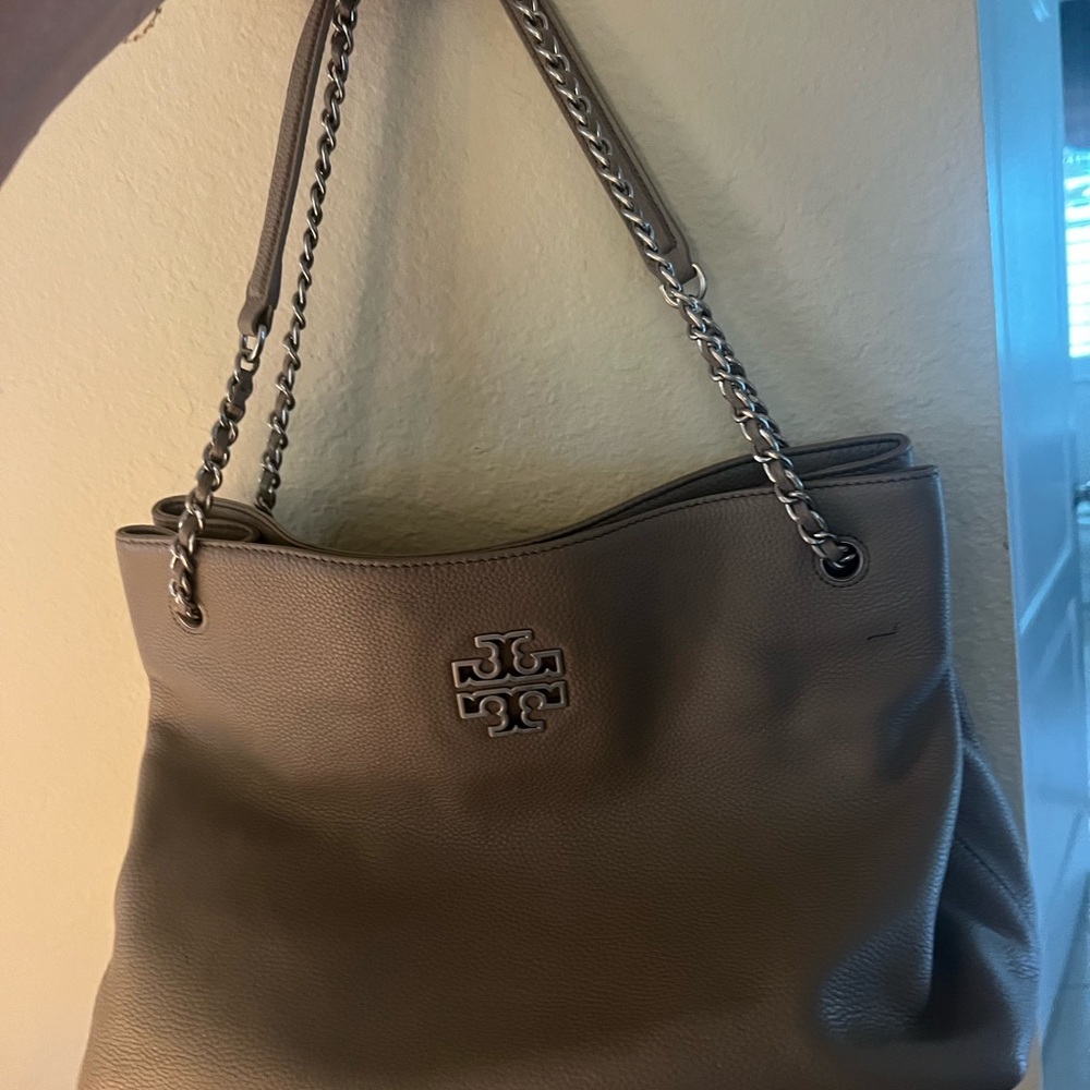 Tory Burch Taupe Leather Shoulder Bag